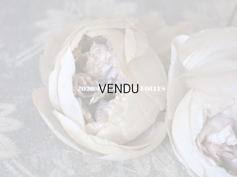 画像7: 未使用 ラベル付き アンティーク シルク製 薔薇の布花 クォーターロゼット咲き コサージュ 淡いパープル