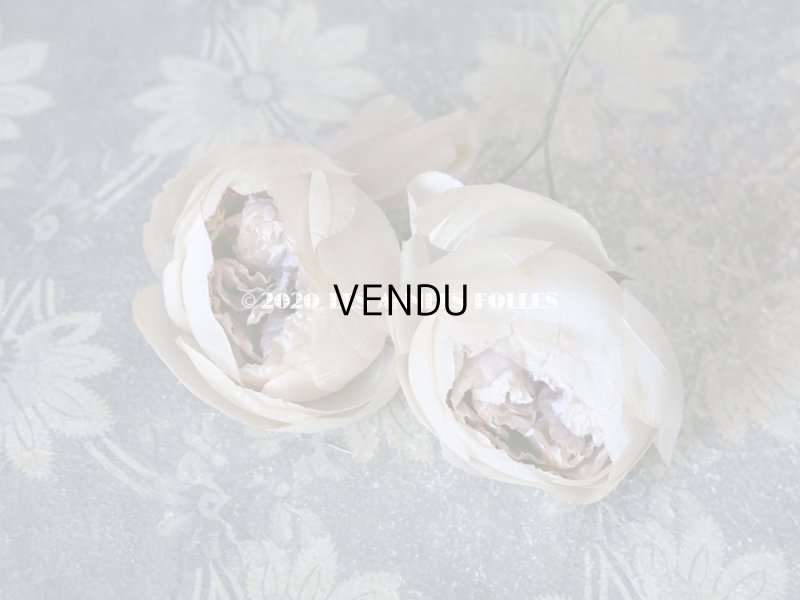 画像6: 未使用 ラベル付き アンティーク シルク製 薔薇の布花 クォーターロゼット咲き コサージュ 淡いパープル