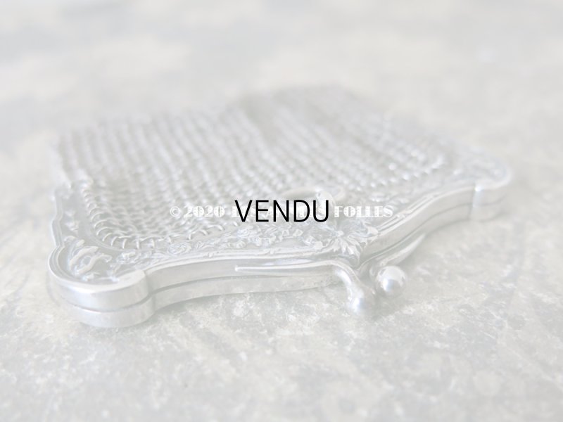 画像4: 1900年代 アンティーク シルバー製 メタルメッシュ コインケース 内ポケット付 花かご＆薔薇とリボンのガーランド