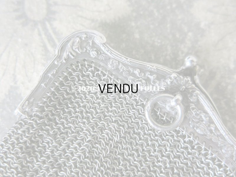 画像5: 1900年代 アンティーク シルバー製 メタルメッシュ コインケース 内ポケット付 花かご＆薔薇とリボンのガーランド