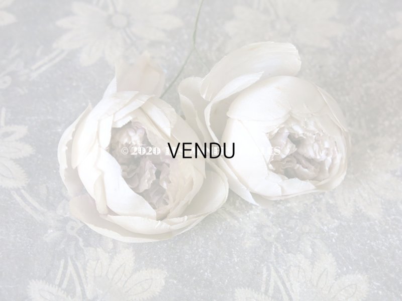 画像4: 未使用 ラベル付き アンティーク シルク製 薔薇の布花 クォーターロゼット咲き コサージュ 淡いパープル