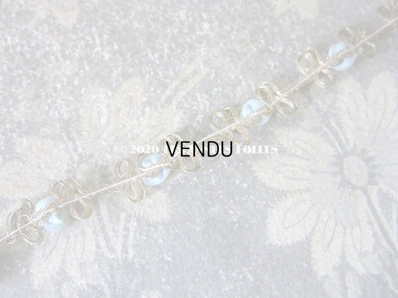 画像6: 1920年代 アンティーク メタル & シルク製 水色の薔薇のロココトリム ロココリボン ゴールド 16.5cm