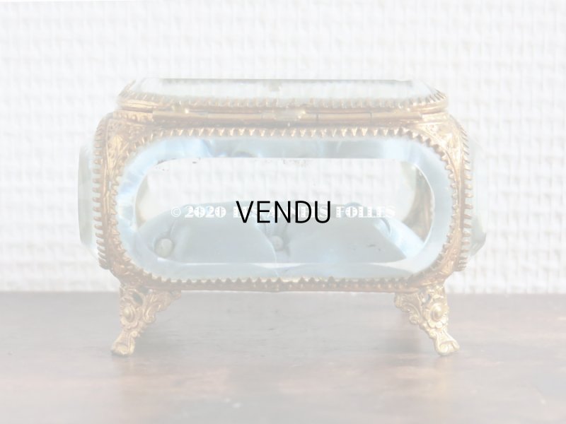 画像7: 【クリスマスセール2020対象外】　19世紀末 アンティーク ジュエリーボックス スモーキーブルーのクッション ロカイユ装飾の脚