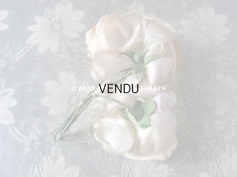 画像4: 【クリスマスセール2020対象外】 未使用 ラベル付き アンティーク シルク製 薔薇の布花 クォーターロゼット咲き コサージュ