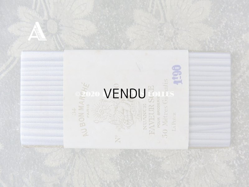 画像3: 【クリスマスセール2020対象外】 アンティーク  50m巻 リボン刺繍 & ロココトリム用 シルク製 リボン 淡いラベイイダー色 4mm幅 NUANCE FAVEUR SOIE POUR BRODERIE - AU BON MARCHE -