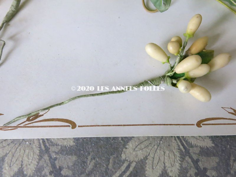 画像14: 未使用 アンティーク レースペーパー付ボックス入り&台紙付 ワックスフラワーのセット ウェディング 結婚式