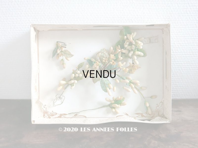 画像1: 未使用 アンティーク レースペーパー付ボックス入り＆台紙付 ワックスフラワーのセット ウェディング 結婚式 