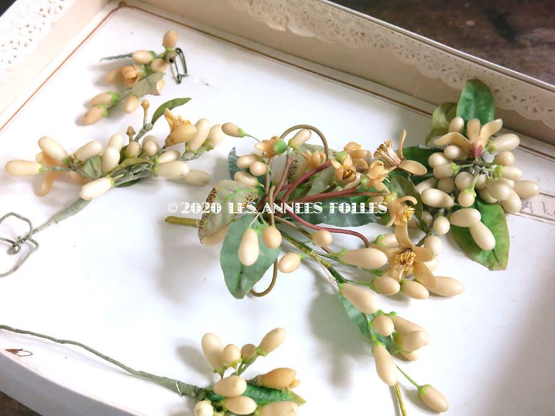 画像5: 未使用 アンティーク レースペーパー付ボックス入り&台紙付 ワックスフラワーのセット ウェディング 結婚式