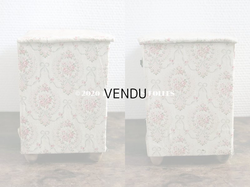 画像5: 1900年代 アンティーク 薔薇のメダイヨン&水色のリボン カルトナージュボックス 3段 26.3×14.9×19.1cm