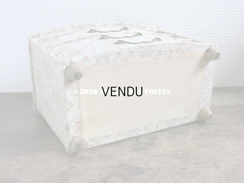 画像10: 1900年代 アンティーク 薔薇のメダイヨン&水色のリボン カルトナージュボックス 3段 26.3×14.9×19.1cm