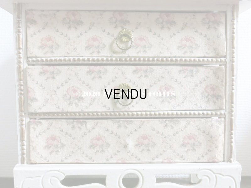 画像6: アンティーク カルトナージュチェスト  薔薇模様 ミラー付き