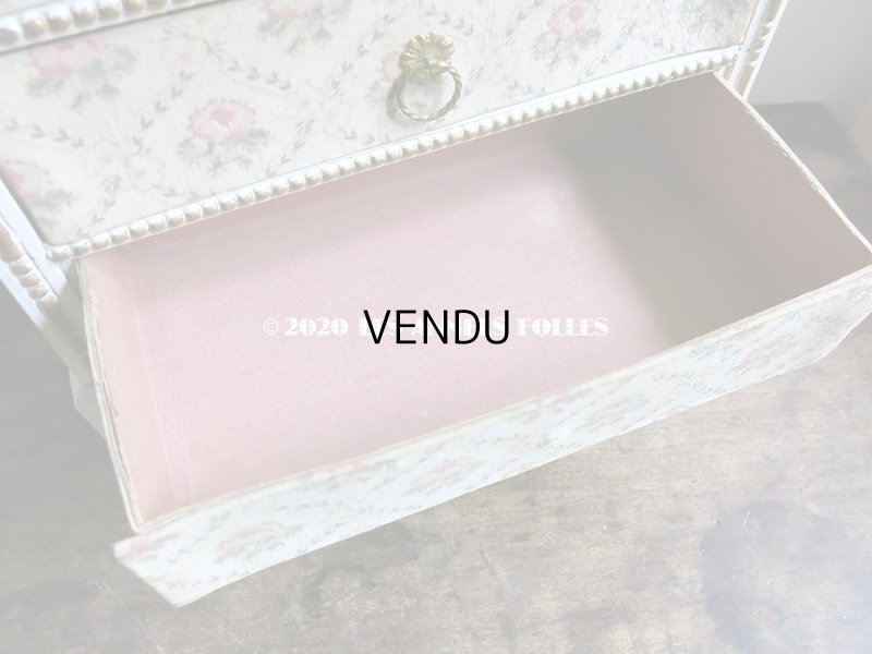 画像9: アンティーク カルトナージュチェスト  薔薇模様 ミラー付き