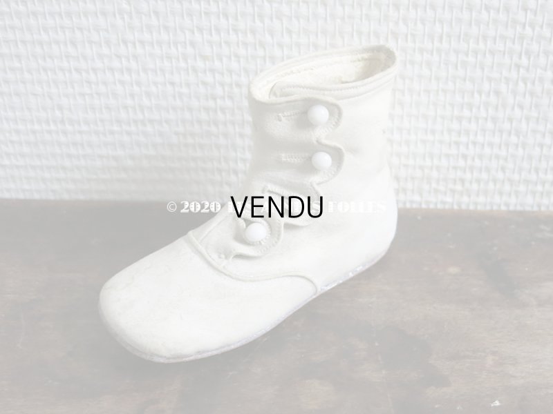 画像4: 1900年代 アンティーク ボタンアップ　ベビーシューズ  ホワイト・ヌバック製 