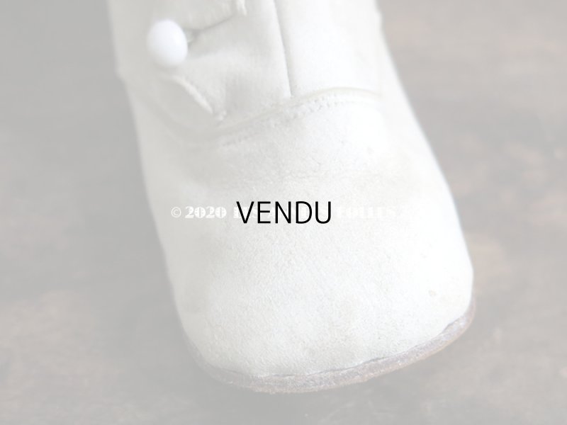 画像9: 1900年代 アンティーク ボタンアップ　ベビーシューズ  ホワイト・ヌバック製 