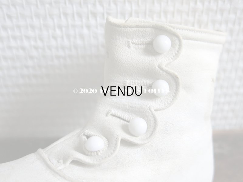 画像7: 1900年代 アンティーク ボタンアップ　ベビーシューズ  ホワイト・ヌバック製 