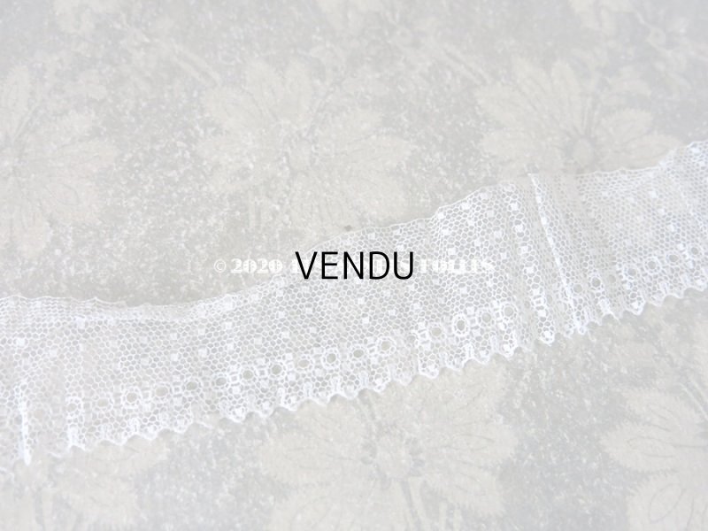 画像5: アンティーク ドット柄 チュールレースのプリーツリボン オフホワイト  幅4.2cm
