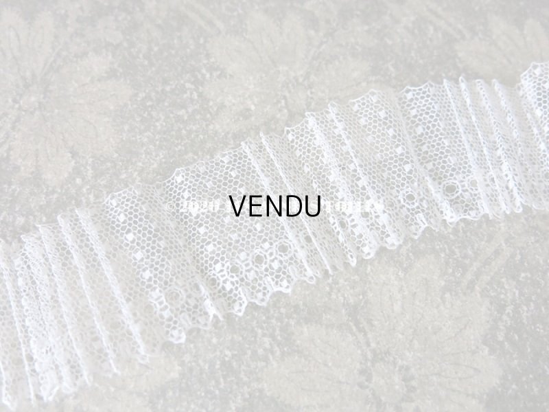 画像4: アンティーク ドット柄 チュールレースのプリーツリボン オフホワイト  幅4.2cm