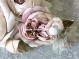 画像5: 未使用 アンティーク シルク製 薔薇の大きな布花 クォーターロゼット咲き コサージュ 淡いパープル