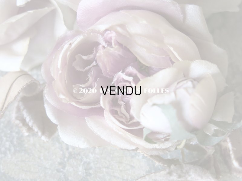 画像9: 未使用 アンティーク シルク製 薔薇の大きな布花 クォーターロゼット咲き コサージュ 淡いパープル