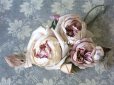 画像3: 未使用 アンティーク シルク製 薔薇の大きな布花 クォーターロゼット咲き コサージュ 淡いパープル