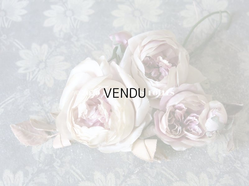 画像3: 未使用 アンティーク シルク製 薔薇の大きな布花 クォーターロゼット咲き コサージュ 淡いパープル