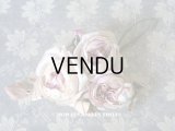 未使用 アンティーク シルク製 薔薇の大きな布花 クォーターロゼット咲き コサージュ 淡いパープル