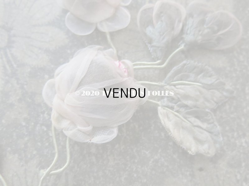 画像5: 1920年頃 アンティーク シルクシフォン 薔薇の大きなロココモチーフ 