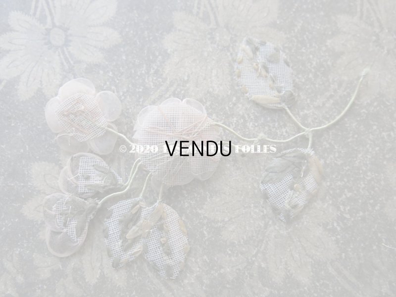 画像8: 1920年頃 アンティーク シルクシフォン 薔薇の大きなロココモチーフ 