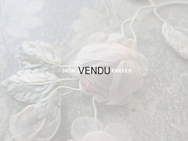 画像9: 1920年頃 アンティーク シルクシフォン 薔薇の大きなロココモチーフ 