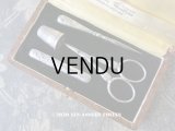 1900年代 アンティーク シルバー製 リボン＆花のガーランド ソーイングセット 裁縫道具