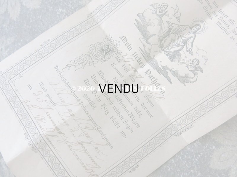 画像6: 1889年 アンティーク  手紙入り 洗礼式の記念 天使の装飾付き封筒 カニヴェ