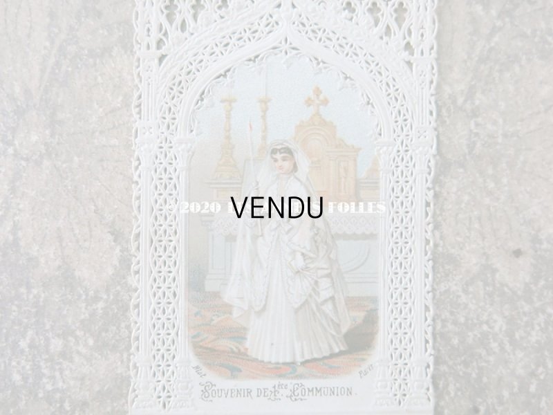 画像2: 19世紀末 アンティーク  初聖体の小さなカニヴェ  レースの透かし模様　プルミエール・コミュ二オン