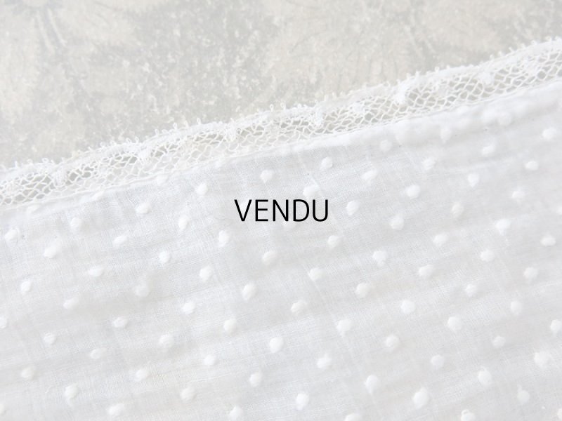 画像4: アンティーク  ドットの刺繍入り コットン生地のリボン　4.5m ヴァランシエンヌレースの縁取り