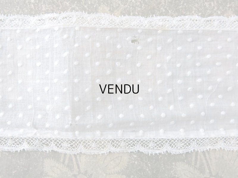 画像11: アンティーク  ドットの刺繍入り コットン生地のリボン　4.5m ヴァランシエンヌレースの縁取り