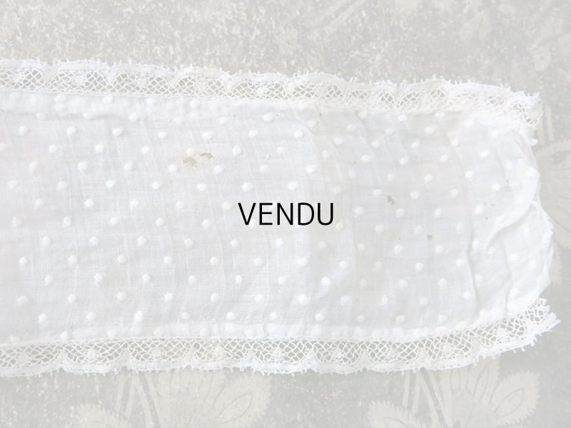 画像18: アンティーク  ドットの刺繍入り コットン生地のリボン　4.5m ヴァランシエンヌレースの縁取り