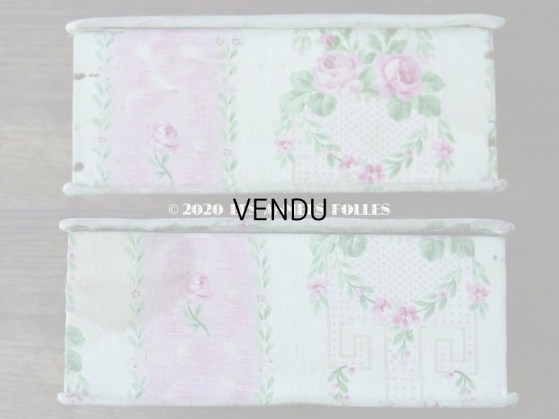 画像7: アンティーク カルトナージュボックス ピンクの薔薇のリース