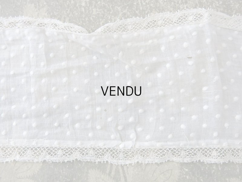 画像14: アンティーク  ドットの刺繍入り コットン生地のリボン　4.5m ヴァランシエンヌレースの縁取り