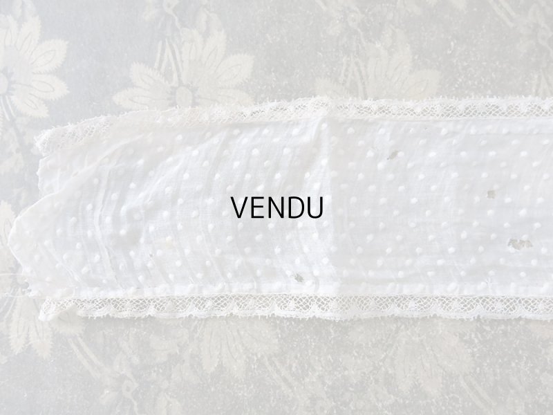 画像5: アンティーク  ドットの刺繍入り コットン生地のリボン　4.5m ヴァランシエンヌレースの縁取り