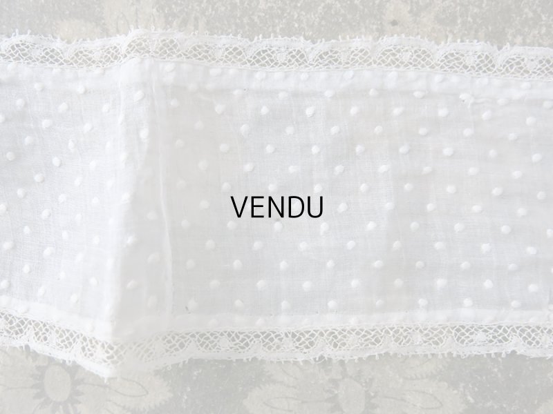 画像17: アンティーク  ドットの刺繍入り コットン生地のリボン　4.5m ヴァランシエンヌレースの縁取り