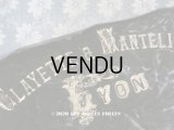 アンティーク  CLAYETTE & MANTELIERのロゴ入り シルク製 ベルベット ブラウン　37×120cm