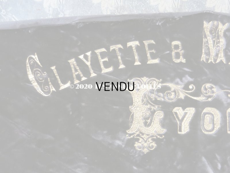 画像2: アンティーク  CLAYETTE & MANTELIERのロゴ入り シルク製 ベルベット ブラウン　37×120cm