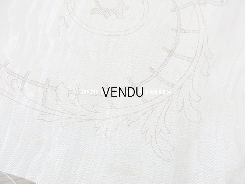 画像9: アンティーク  リボン刺繍の図案入り 大きなシルク製ファブリック