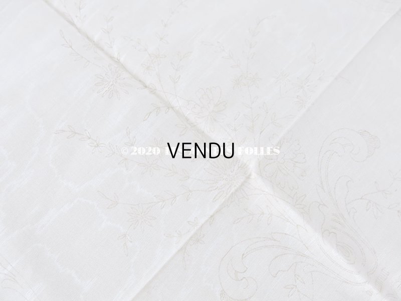 画像8: アンティーク  リボン刺繍の図案入り 大きなシルク製ファブリック