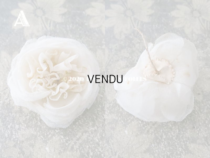 画像3: 19世紀末 アンティーク 薔薇の布花 花嫁の花冠 オフホワイト