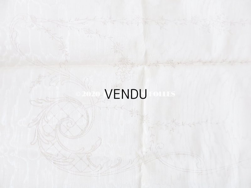 画像3: アンティーク  リボン刺繍の図案入り 大きなシルク製ファブリック