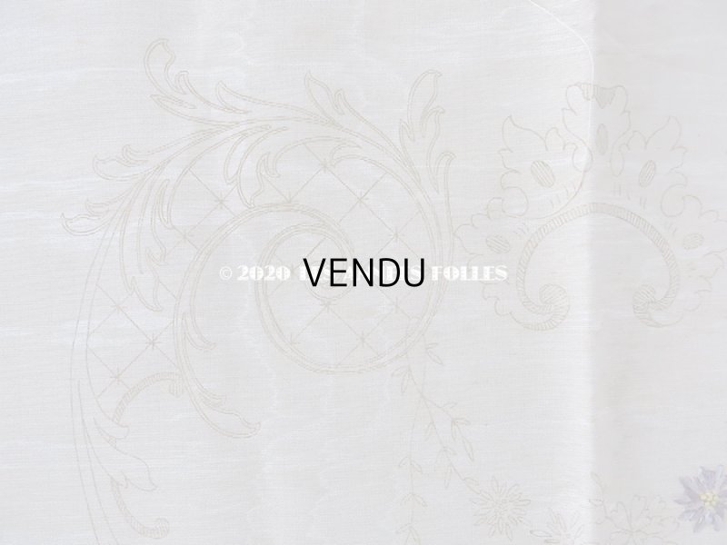 画像5: アンティーク  リボン刺繍の図案入り 大きなシルク製ファブリック