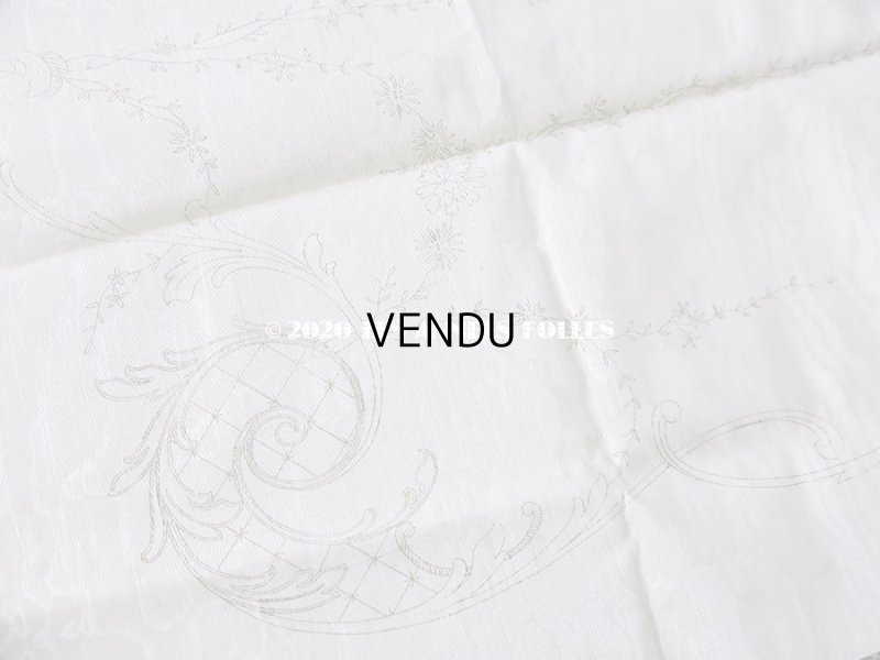 画像11: アンティーク  リボン刺繍の図案入り 大きなシルク製ファブリック
