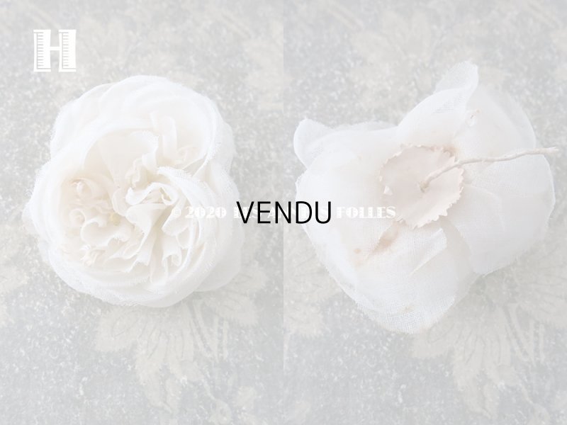 画像10: 19世紀末 アンティーク 薔薇の布花 花嫁の花冠 オフホワイト