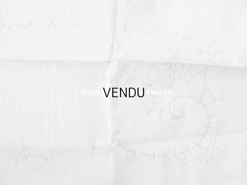 画像5: アンティーク  リボン刺繍の図案入り 大きなシルク製ファブリック