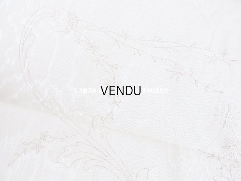 画像7: アンティーク  リボン刺繍の図案入り 大きなシルク製ファブリック